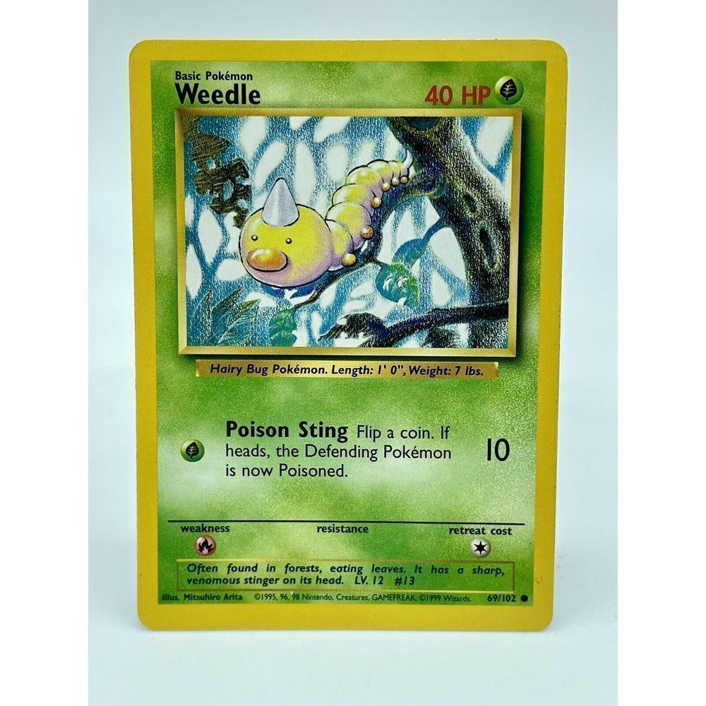 Weedle 69/102 Base Set Non‎ Holo Vintage 1999 Pokemon TCG WOTC LP